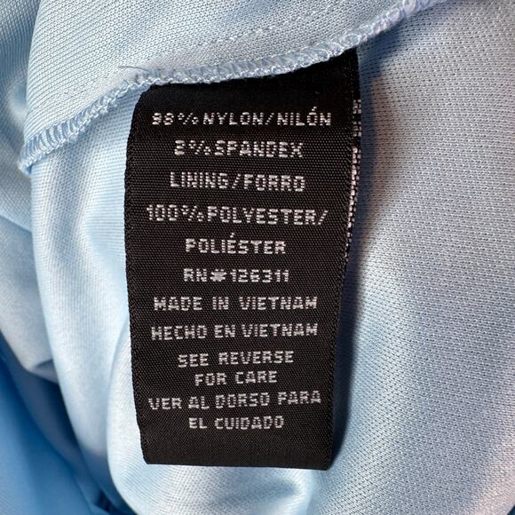 RN Studio by Ronnie Nicole Stretch Lace Bell Sleeve A-Line Shift Dress Blue 16 - Picture 8 of 9